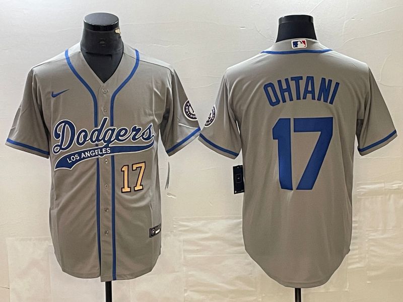 Men Los Angeles Dodgers #17 Ohtani Grey Nike Game MLB Jersey style 8